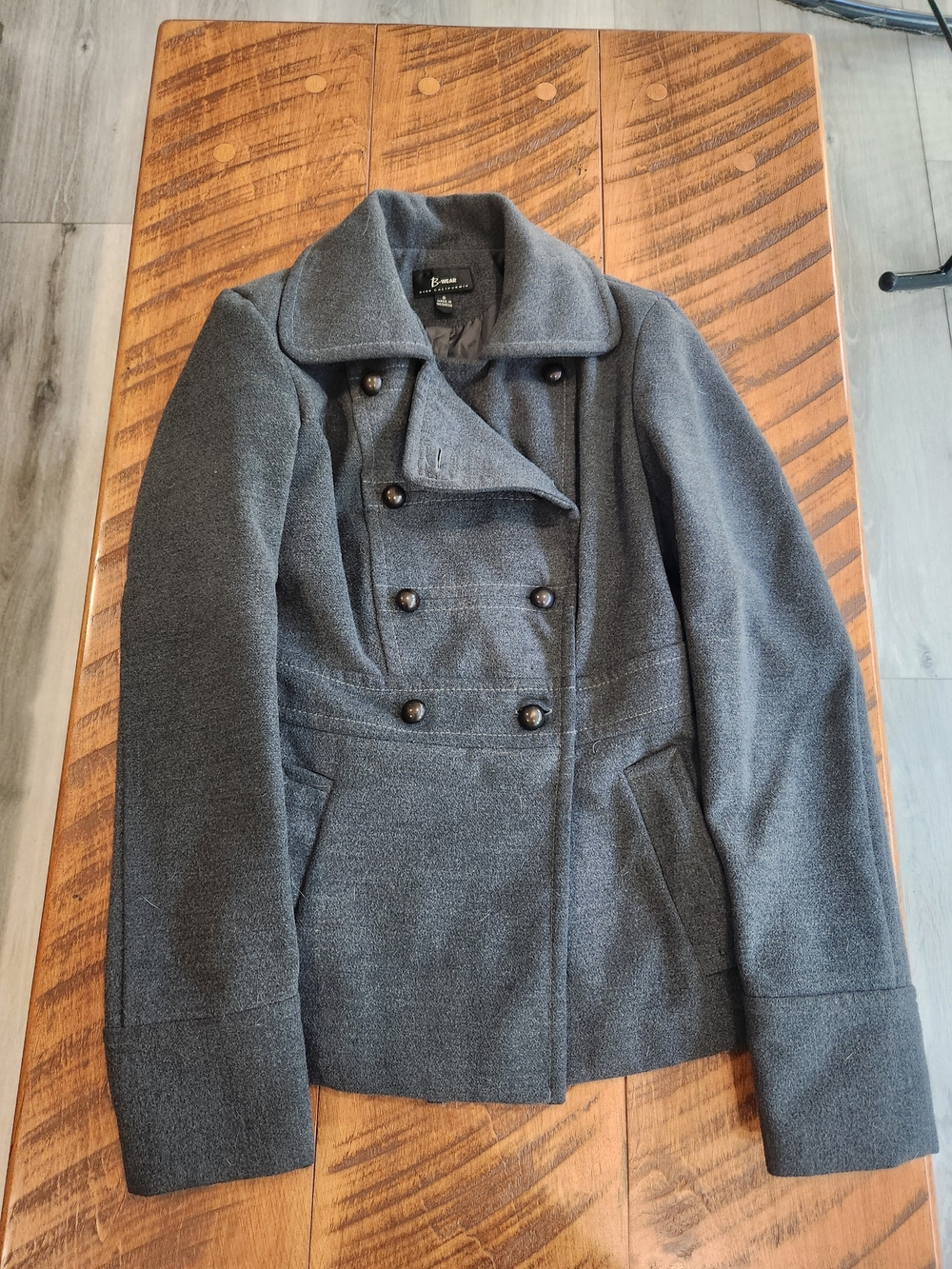 B. Moss Women's Double-Breasted Gray Peacoat